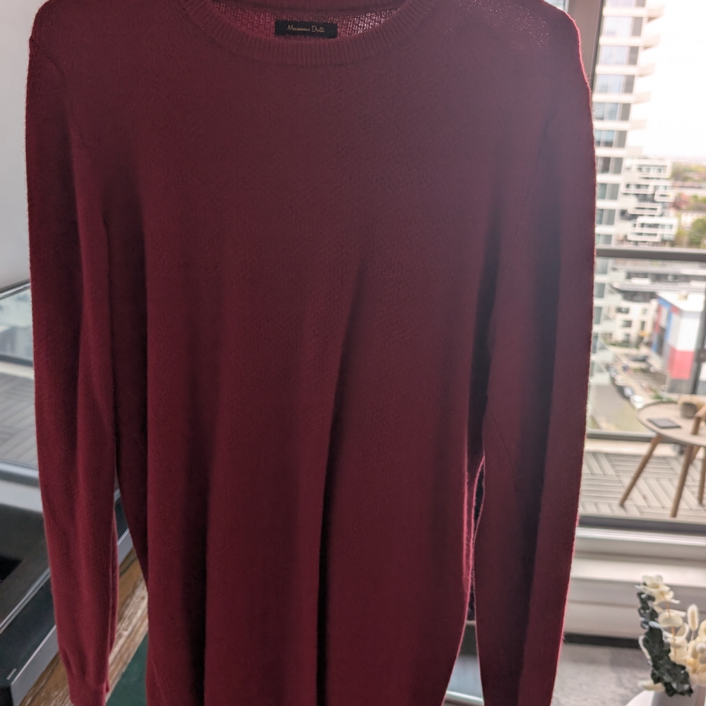 Massimo Dutti Red Crewneck Sweater Soft Knit